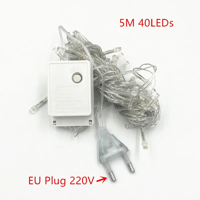 Светодио дный строка праздник огней освещения 5 м 40 светодио дный s AC220V ЕС Plug Xmas Свадебная вечеринка рождественские украшения свет фея