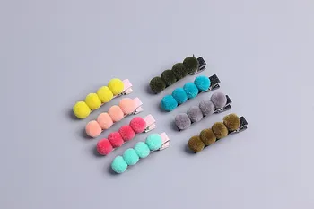 

Boutique 24pcs Fashion Cute Pom Pom Glitter Hairpins Solid Color Balls Hair Clips Princess Winter Headwear Hair Accessories