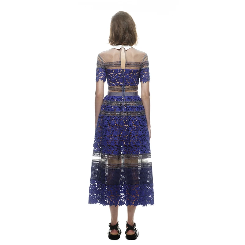 Las Encaje Blue Auto Elegantes 2019 Vestido Hueco Kim De Vintage Señoras Estilo retrato Fiesta Noche Kardashian wBHBxzq