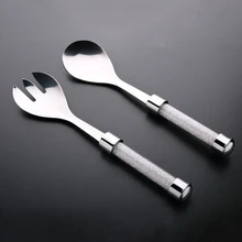 Delicate high classic stainless steel spoon and forks for salad crystals rhinestones quality assurance OH13224