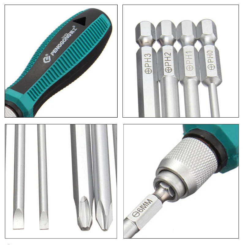 9 in 1 Screwdriver Set Repair hand Tool With Magnetic Multi-Bit Head Metric Screwdrivers Kit For Cross Head For Flat Head DS119 (7)
