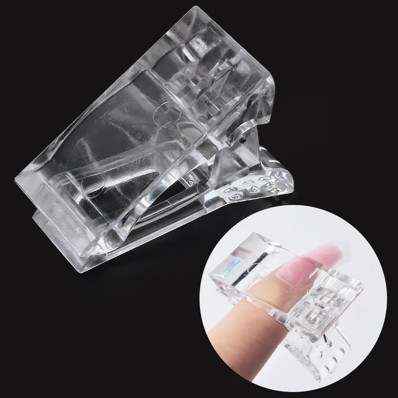Прозрачный кристалл зажим для ногтей кристалл клей клип DIY поддельные ногти держатель Кристалл расширение клей клип MZ071