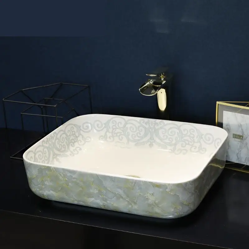 Vintage Style Ceramic Art Basin Sink Counter Top Wash Basin Bathroom Vessel Sinks artistic oval