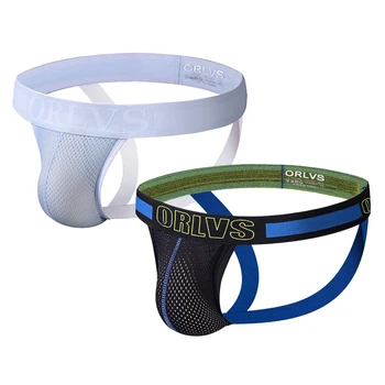 

2PCS Men Underweaar Sexy Cotton Jockstrap Briefs Underpants Cueca Gay Underwear Men Thong Men String homme