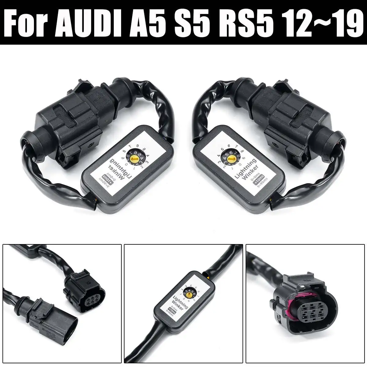 

2 Pcs Black Dynamic Turn Signal Indicator LED Taillight Add-on Module Cable Wire Harness For AUDI A5 S5 RS5 12~19 Tail Light