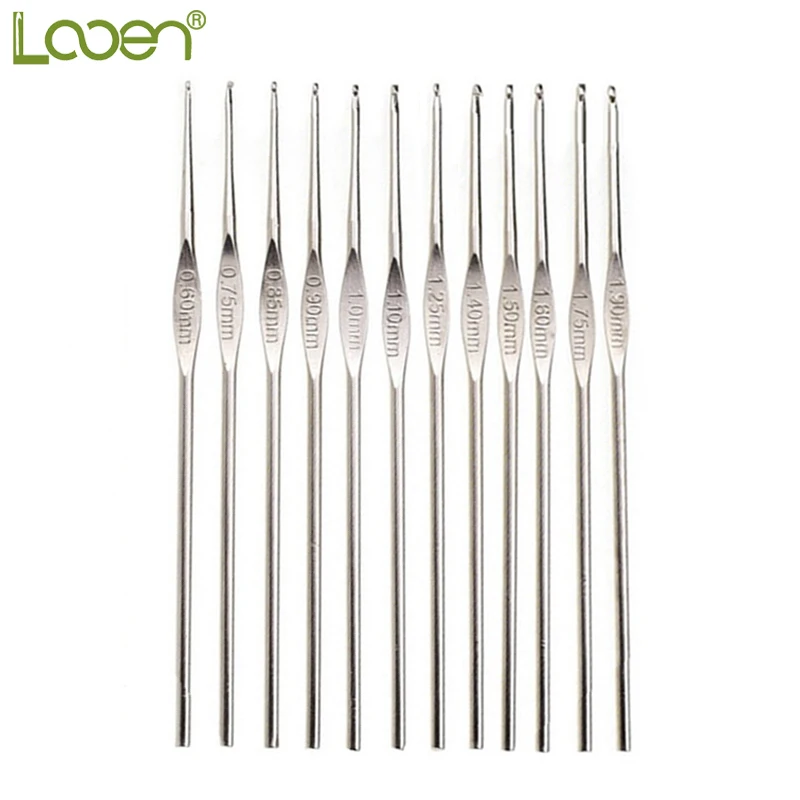 

1 PC Looen Small Size Silver Crochet Hooks Sizes 0.6-1.9mm Metal Knitting Needles For Yarn Weave Sewing DIY Lace Crochet Needles