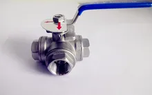 Free Shipping  1.5\" DN40 Female Stainless Steel Ball Valve T-type Three Way Connection ,Stainless 304