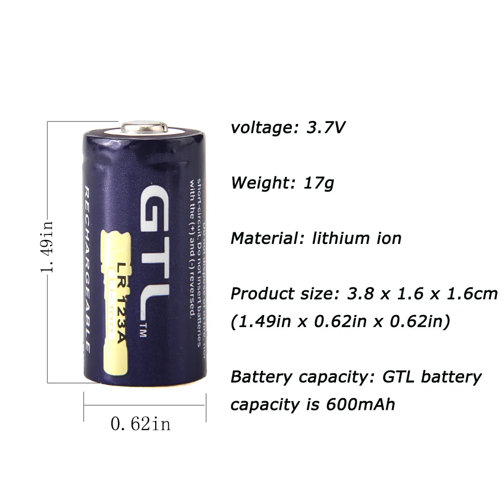 2 шт. 100% Новый оригинальный LR123A 3 7 V 1800 mah 123A литиевая аккумуляторная батарея