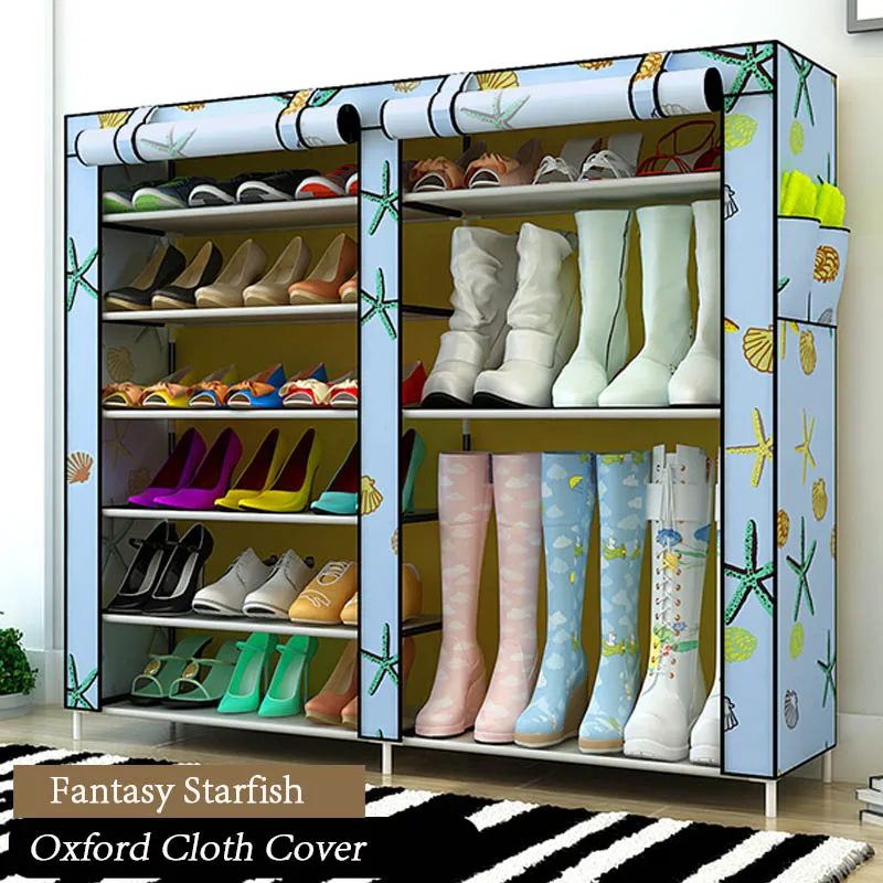 Kaidi 6 ярусов Оксфорд простая мебель многофункциональный шкаф для обуви и ботинок двухрядный органайзер для обуви Пылезащитная стойка для обуви