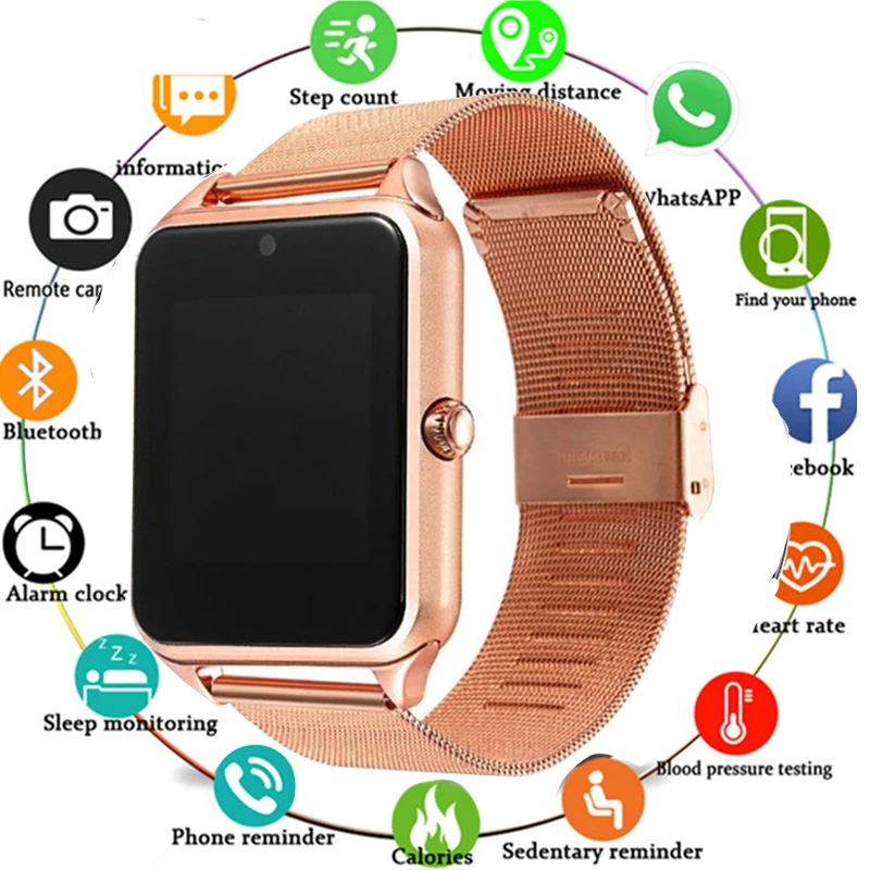 

Z60 Smart Watch GT08 Plus Metal Strap Bluetooth Wrist Smartwatch Support Sim TF Card Android&IOS Watch Multi-languages PK S8 Y1