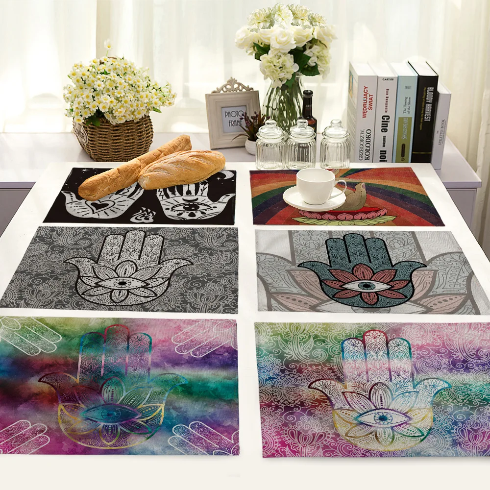 Indian Buddha Pattern Table Mat Rectangle Linen Place Mats For Table Mat Rectangle Linen Place Mats