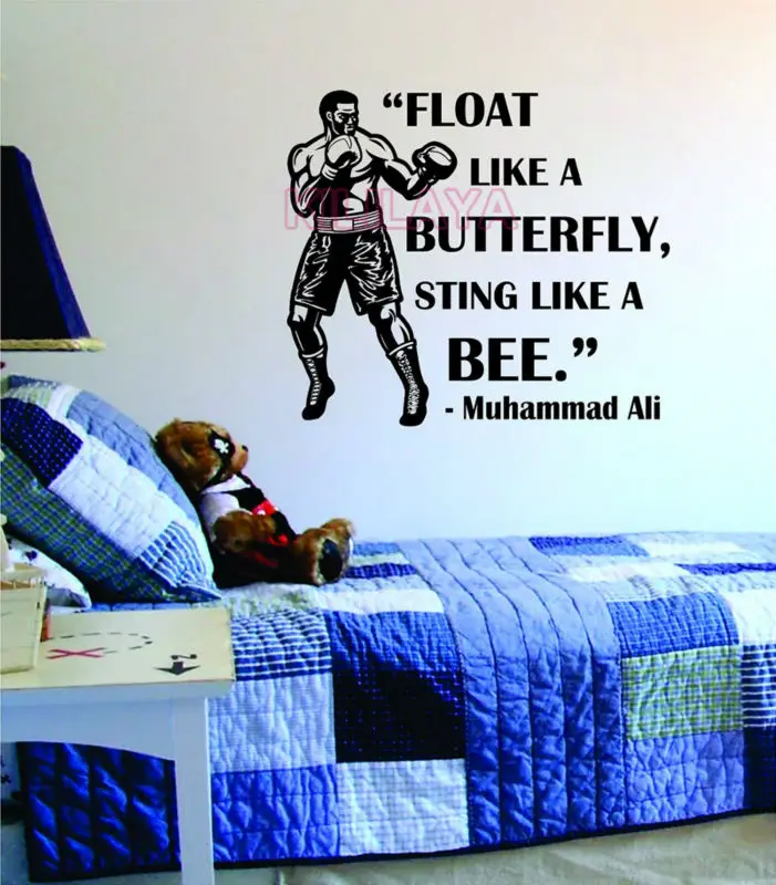 Stickers Muraux Flotter Comme Un Papillon Pique Comme Abeille Muhammad Ali Citation De Mur De Vinyle Autocollant Decor A La Maison Salon Salle De Gym Decoration Aliexpress