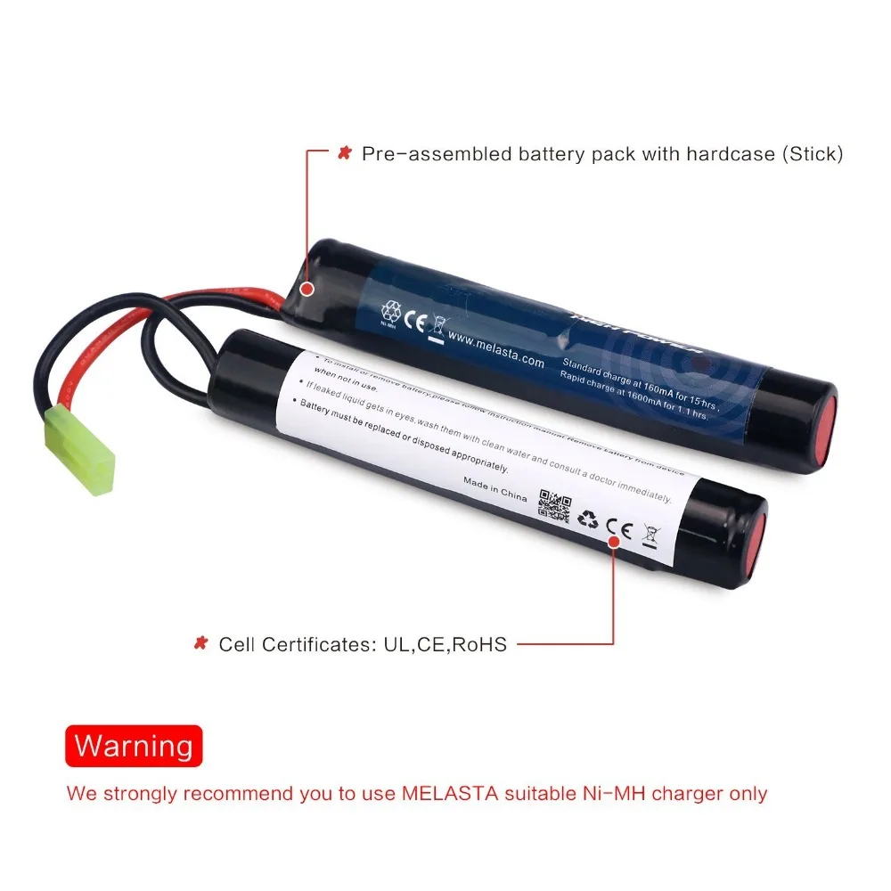 Melasta 9,6 V NiMH 1600mAh мини аккумулятор бабочка с мини разъемом Tamiya для страйкбола, AEG#11423