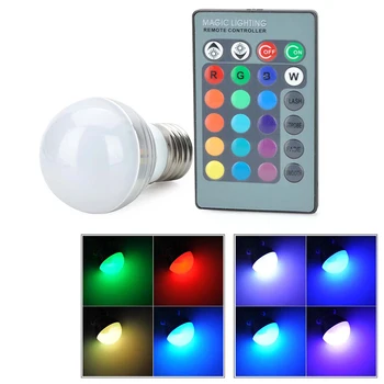

HOT 1Pcs E27 LED RGB Bulb lamp AC110V 220V 3W LED RGB Spot light dimmable magic Holiday RGB lighting+IR Remote Control 16 colors