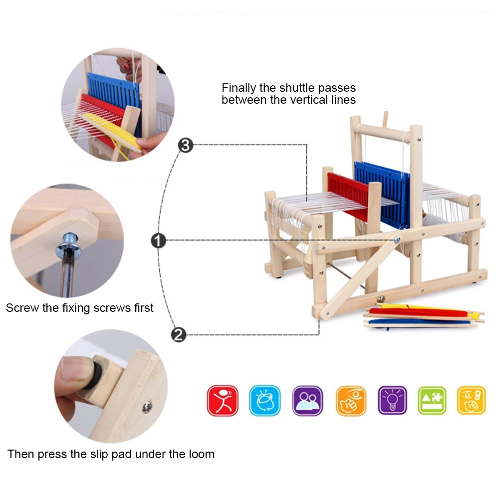 Детские претендует игрушки Красочные деревянный ткацкий станок Детские деревянные образовательные игрушка подарок деревянное ткацкая