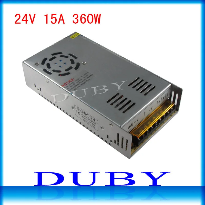 

50piece/lot 24V 15A 360W Switching power supply Driver For LED Light Strip Display AC100-240V Factory Supplier Free Fedex