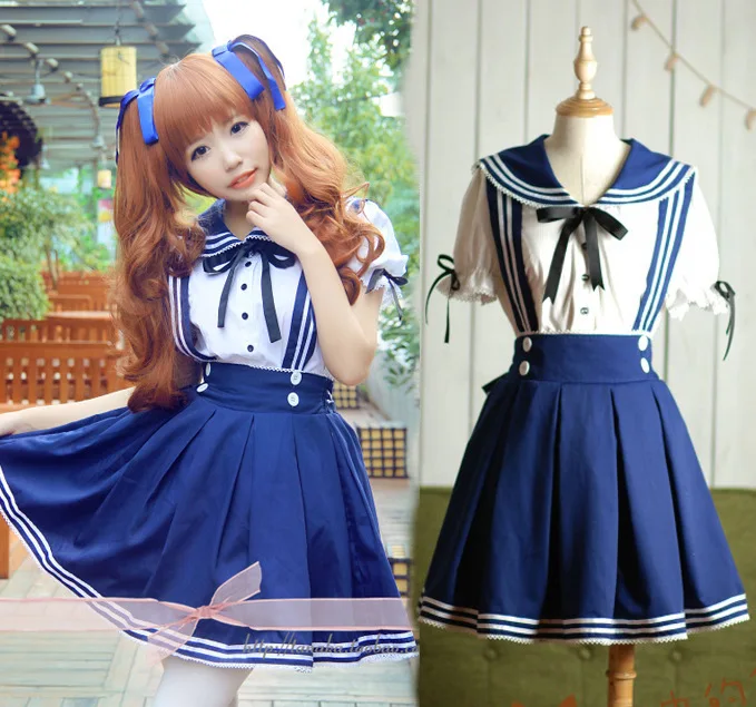Cosplay Kostüm Lolita Marine Manga Schul-Uniform Student Japan Rock Britisch neu