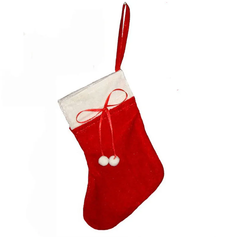 1PC Bag Christmas Sock Storage Red Fabric Candy Bag High Quality Home