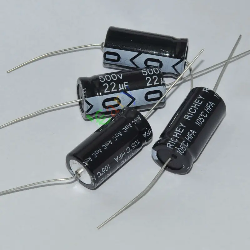 Опт и розница 5 шт 500V 22 мкФ 105C длинный медный провод Аксиальный электролитический конденсатор аудио