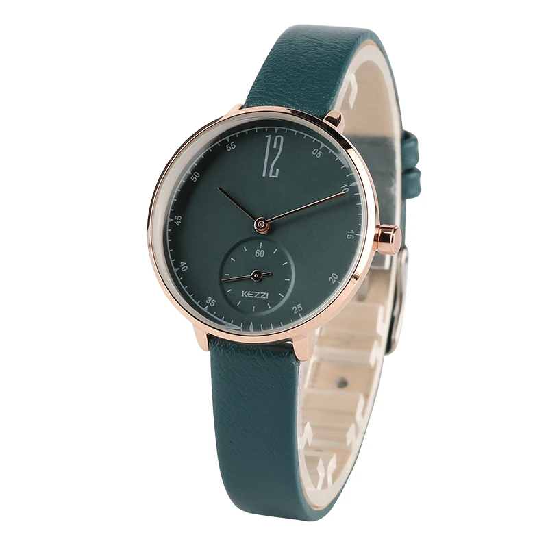 

Luxury Elegant Ladies Watch Dark Green/Black/Gray Color Thin Leather Band Women's Bracelet Watches Japan Quartz Movement Clock