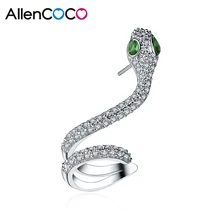 Новое поступление модное, в форме змеи серьги-гвоздики левое ухо один полный Pave AAA+ CZ Кафф с кристаллами серьги для женщин