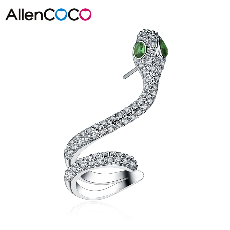 

New Arrival Fashion Snake Shape Stud Earrings Left Ear Single Full Pave AAA+ CZ Crystal Ear Cuff Earrings for Women