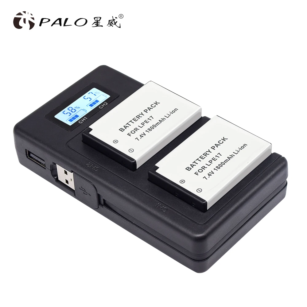 Preise 1800mAh LP E17 LPE17 LP E17 Kamera Batterie + LCD Dual USB Ladegerät für Canon EOS M3 M5 M6 77D 750D 760D T6i T6s 800D 8000D Kuss X8i