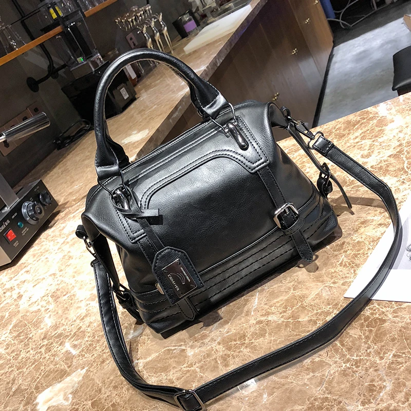 

Promotions Brand Vintage Boston Women Bag Vintage Shoulder Bag Women Handbags Designer Leather Bags Ladies High Quality 2019 New