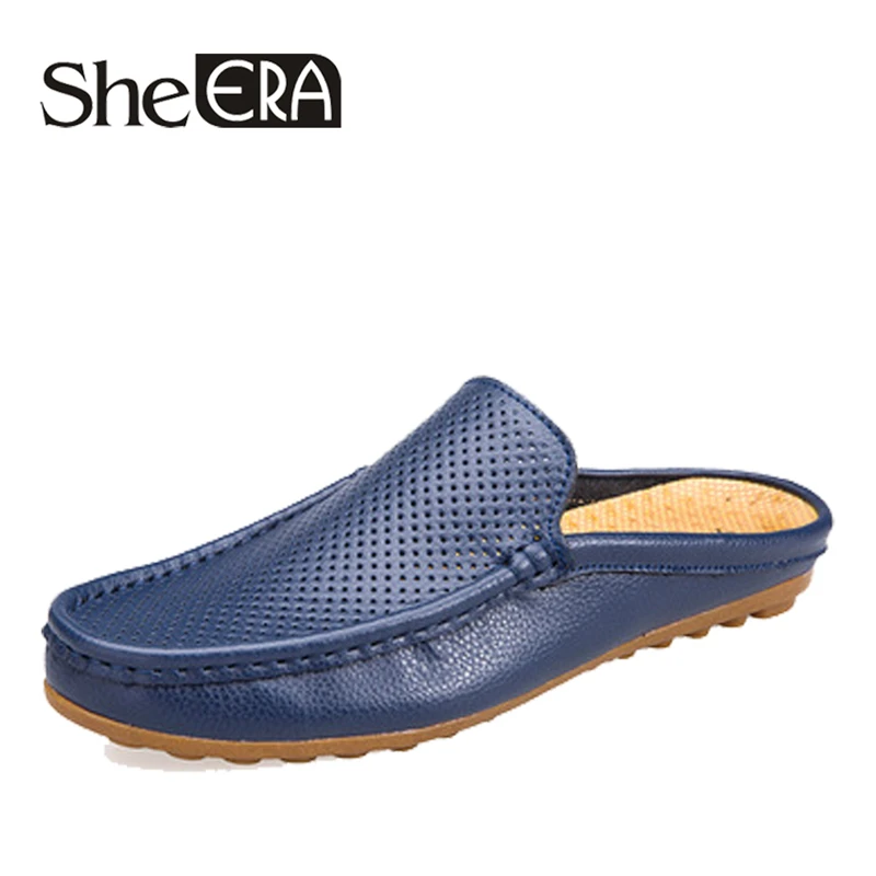 

New 2019 Summer Slippers Men Genuine Leather Shoes Soft Casual Handmade Beach Slippers Male Brand Summer Shoes Dropshipping