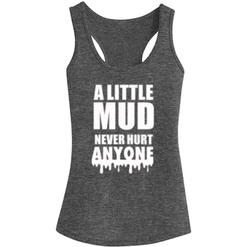 

Womens A Little MUD Never Hurt Anyone Workout Racerback Tank Tops - Heathered Grey