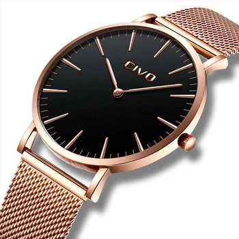 

CIVO Fashion Unisex Casual Watches Men Waterproof Steel Mesh Strap Ultra Thin Watches Women Clock Reloj Mujer Relogio Masculino