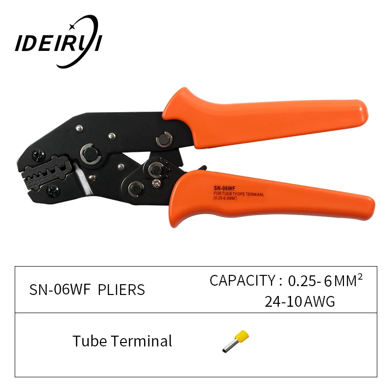 

SN-06WF 0.25-6mm2 24-10AWG Crimping Pliers Wire Stripping Electric Tube Mini Brand Clamp Tools Plier