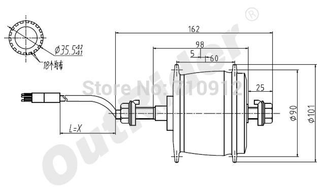 

250W Super Mini Motor 48V Front Roller Brake DC Hall/No Hall Brushless CE Approved OR01B17