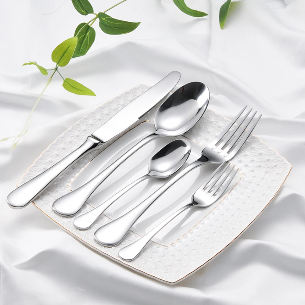 

5pcs/set Tableware Western Style Stainless Steel Flatware Set Good Quality Solid Dinnerware Utensils with Storage Box