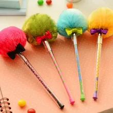 12 шт. креативная шариковая ручка милый бант плюшевый чучело черный с чернилом для гелевых ручек ручка 0,5 мм