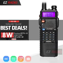 Обновления 8 Вт Baofeng UV-5R с 3800 мАч двухканальные рации КМ Tri power Dual Band Baofeng UV5R Ham Радио км UHF VHF Ham двухстороннее