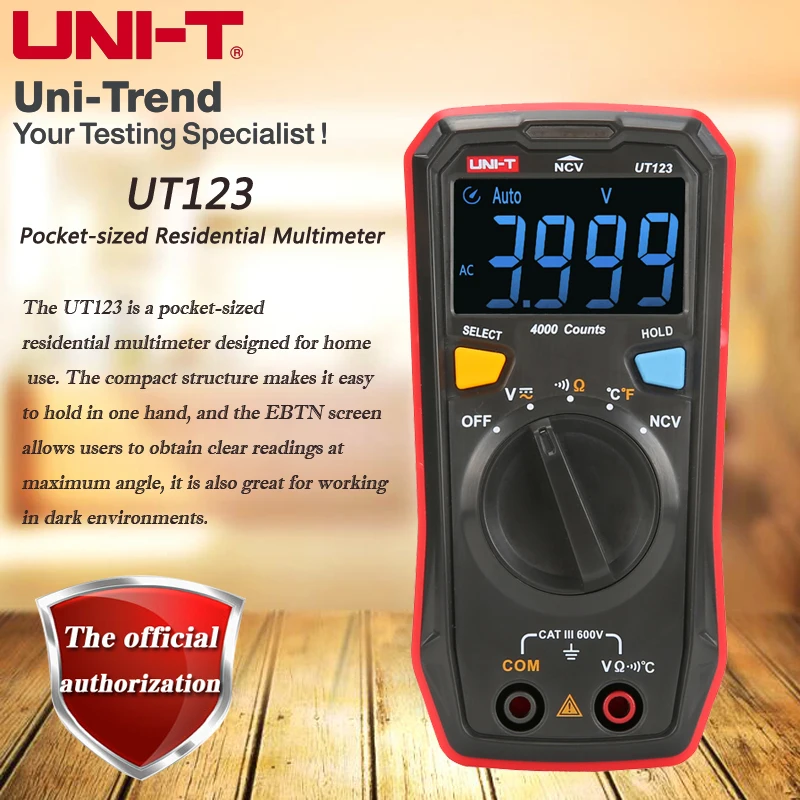 UNI T UT123 Карманный мультиметр для жилых помещений Ручной цифровой
