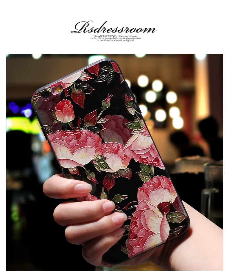 Case For Huawei P10 honor9 lite Embossed honor8 Black Drop Magnolia Jellyfish Relief Floral TPU Soft Case P9 mate910lite V9 V10 (6)