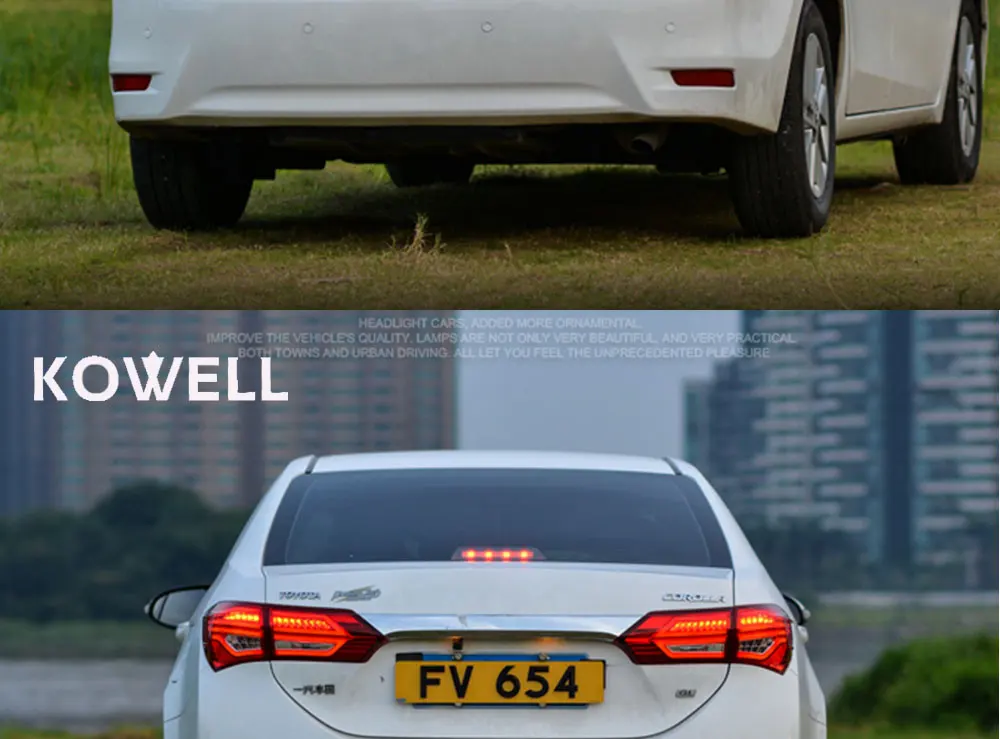 KOWELL- для toyota Corolla светодиодный задний фонарь автомобильный Стайлинг багажная лампа сигнал+ тормоз+ Обратный парковочный свет