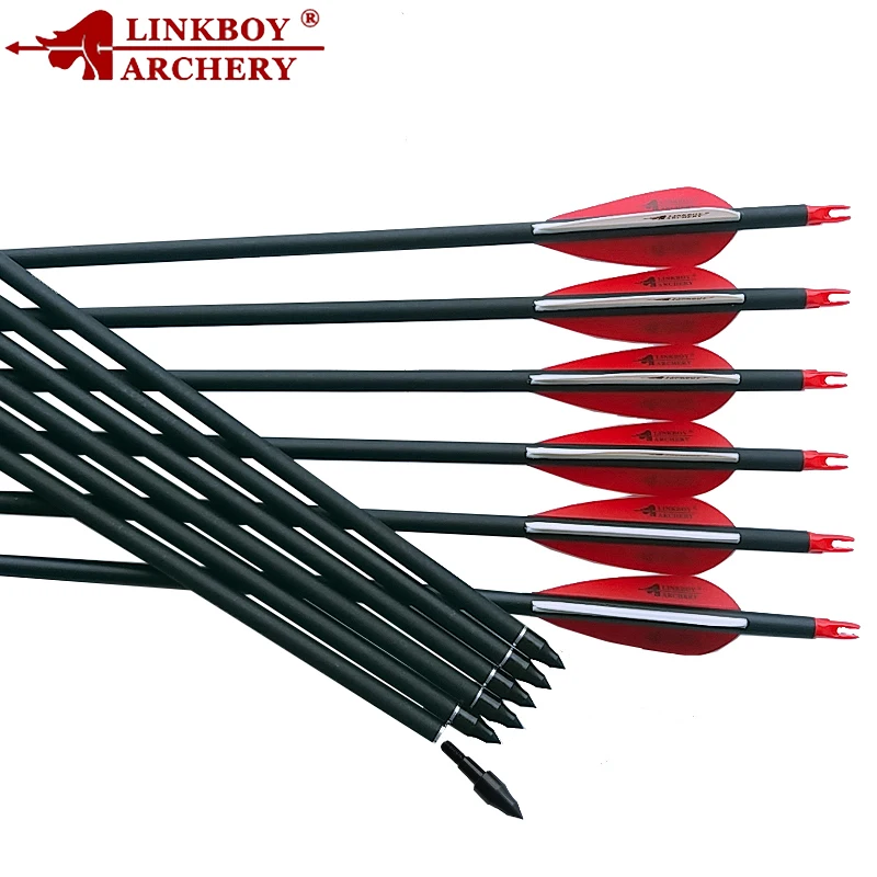 Tiro com Arco Flecha de Carbono Composto de Caça Acessórios de Tiro com Arco Linkboy Mix Haste da 28 e 29 e 30 Polegada Espinha 500 Id6.2mm Recurvo Arco Besta Acessórios de
