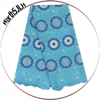 

Switzerland Swiss Cotton Voile Fabric Lace Material Sky Blue African Woman Lace Fabric Cream Dubai Latest African Laces 2019