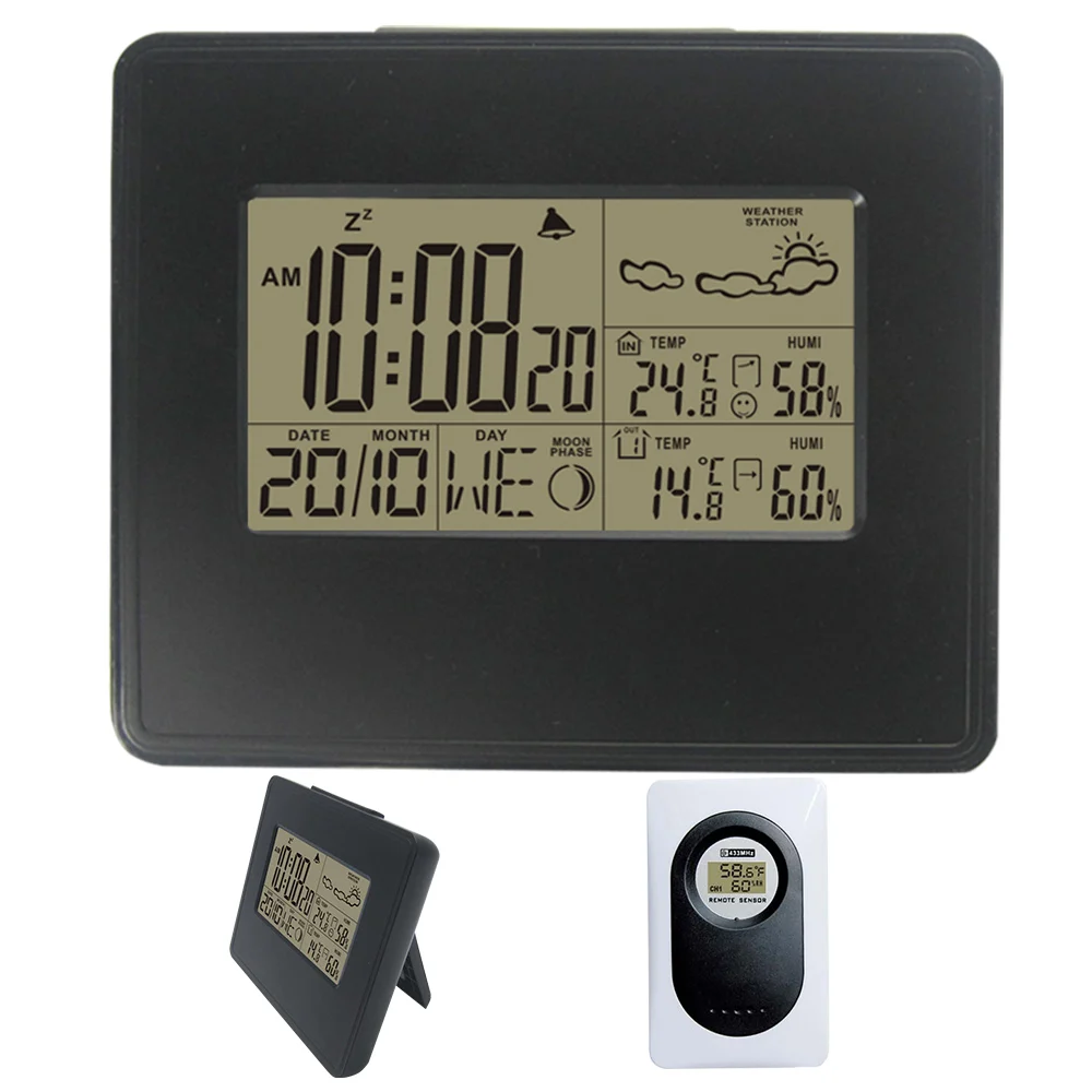 

DYKIE Hot Sale Weather Stations with Blacklight Indoor Outdoor Thermometer Hygrometer for Home/Office Digital Alarm Clock