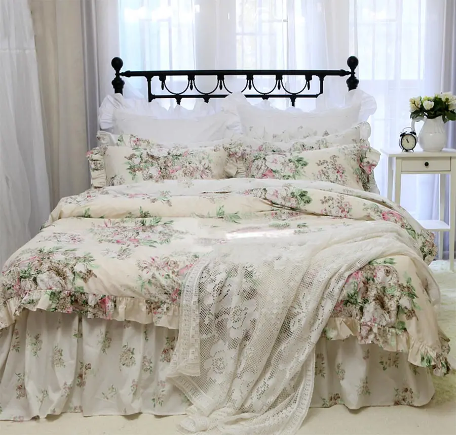 Elegant Rustic Bedding Set Twin Full Queen King Cotton Romantic