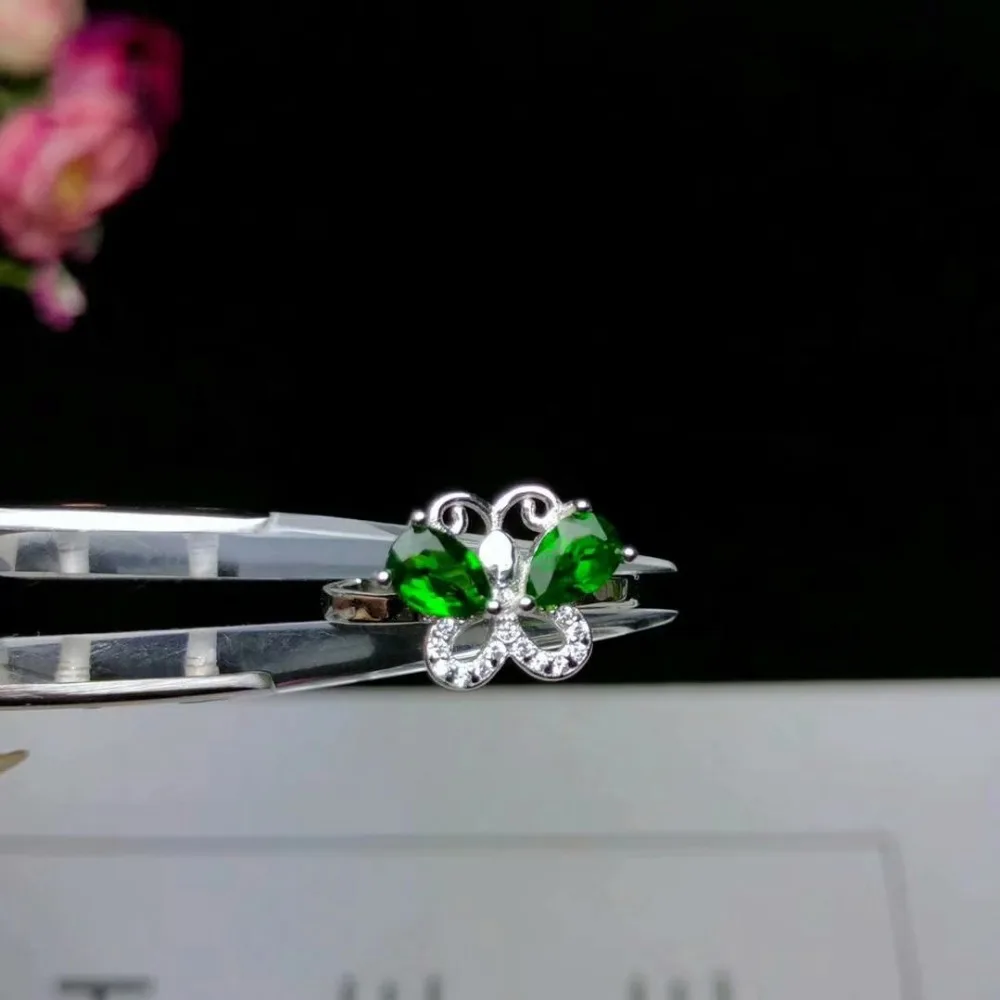 

shilovem 925 sterling silver Natural diopside Rings fine Jewelry Customizable women trendy wedding open wholesale yhj040601agt