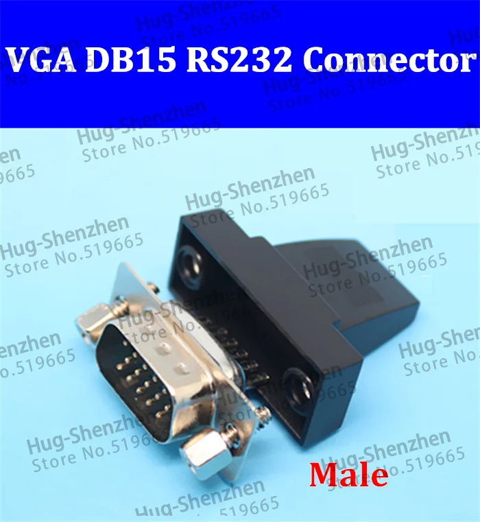 

VGA DB15 serial wire-type 3 row male connector with housing ,screw 50pcs
