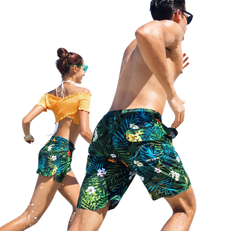 

Summer couples surf shorts board swimwears men women beach short lovers swimming bathing trunks suit gym fitness running joggers