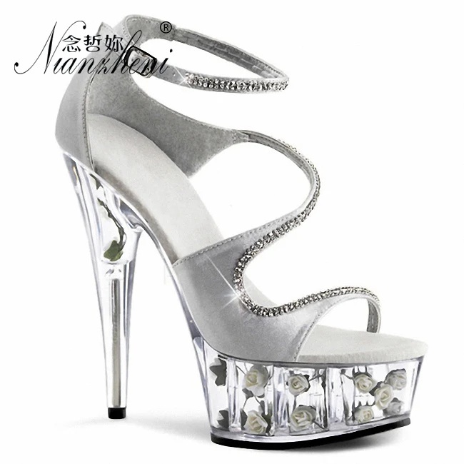 6 inch silver heels