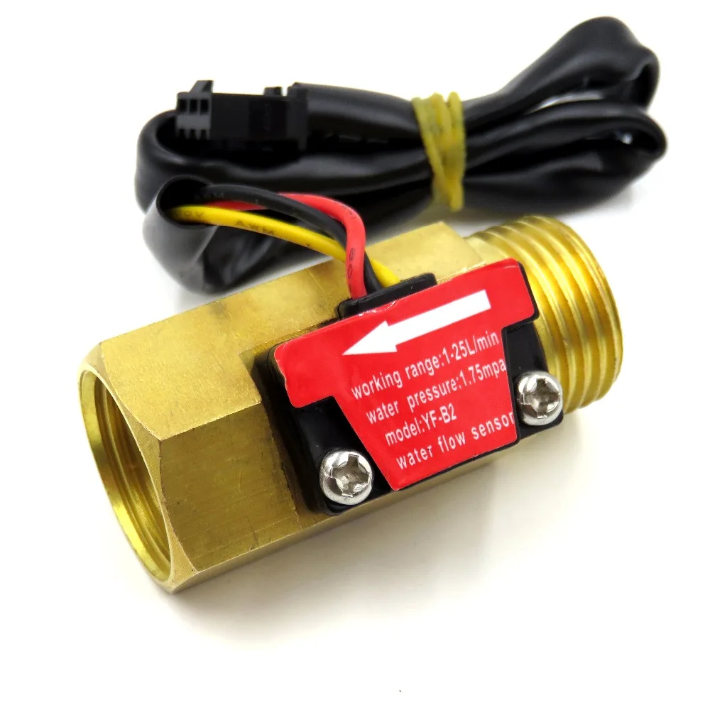 YF-B2 G1/2" DN15 Pure Brass Water Flow Sensor Hall Flow Rate Counter Indicator 1-25L/min