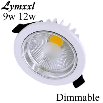 

Led Cob Downlight Dimmable 9w 12w White shell Led Recessed Ceiling Spot Light Lamp AC85-265V 120 Angle Led Down Light with DRIVE