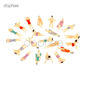 

dophee 100pcs Mini Painted Plastic Model Swimwear Beach People Figures Scale HO 1:100 for Seaside Scene Layout